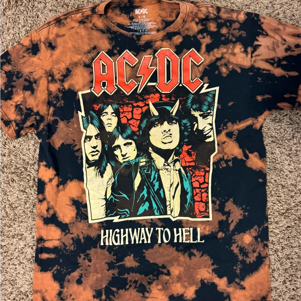 AC/DC Black and Orange Tie-Dye Shirt